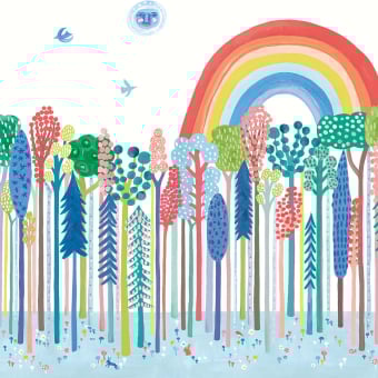 Papel pintado panorámico Rainbow Forest