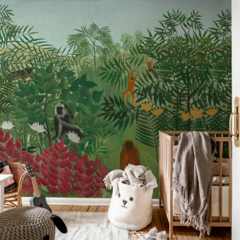 Papel pintado Tropical Forest with Monkeys