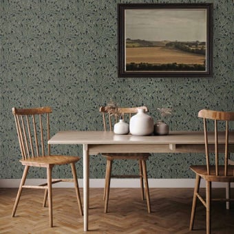 Leaf and Berry Vintage Unpasted Wallpaper