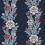 Carta da parati Blooming Stripe Vintage Unpasted Wallquest Deep Navy / Berry ET12712