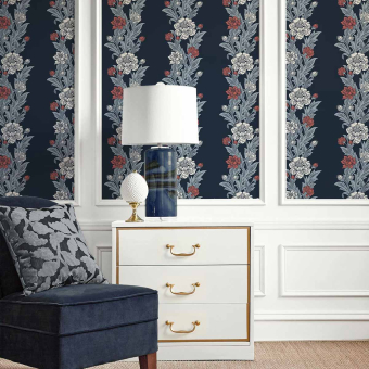 Blooming Stripe Vintage Unpasted Wallpaper