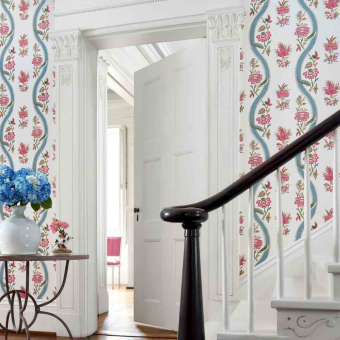 Ribbon Floral Wallpaper