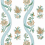 Ribbon Floral Wallpaper Thibaut Seaglass and Gold T36422