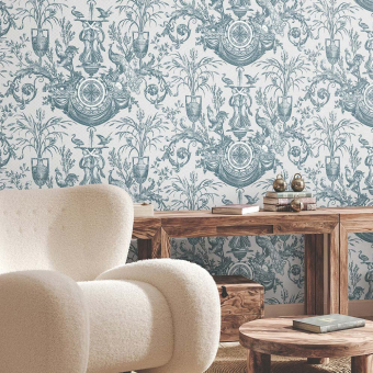 Avian Fountain Toile Wallpaper