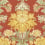 Poppies wallpaper Cole and Son Soft Yellow, Cream and Spring Green on Terracotta 128/7037