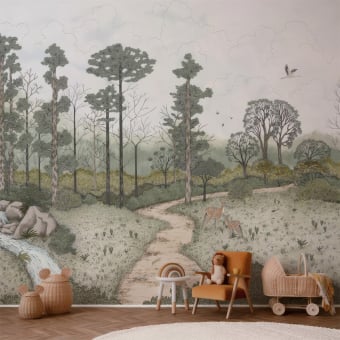 Papier peint panoramique La Biche au Bois Vert