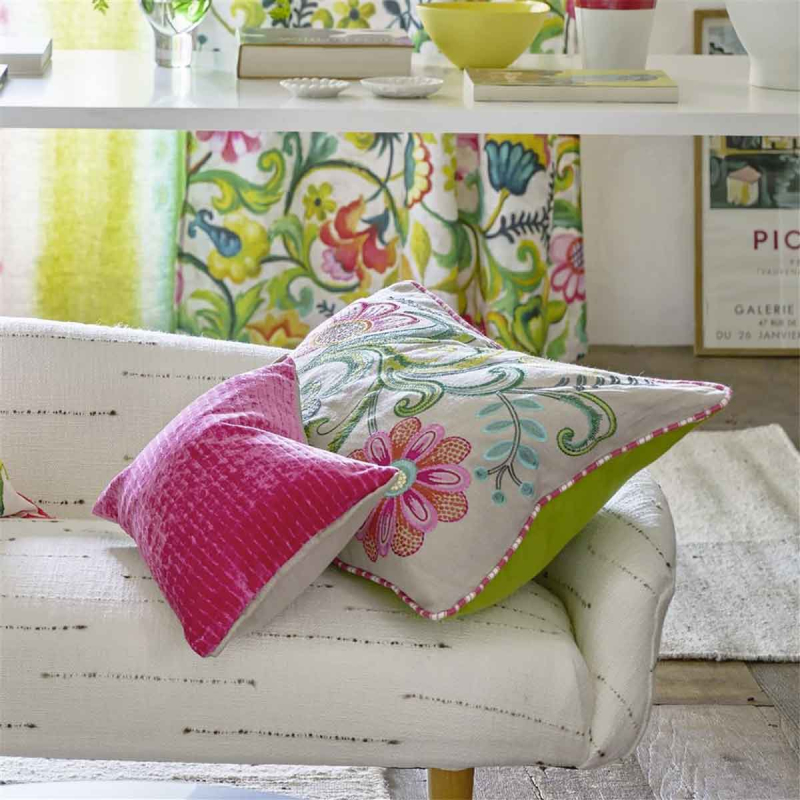Embroidered Damask Wicker Cushion Designers Guild
