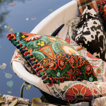 Rosa Mundi Anthracite Velvet Cushion