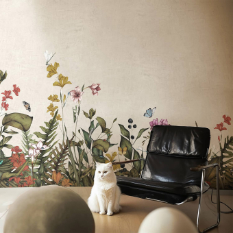 Multicolored Wild Garden panoramic wallpaper