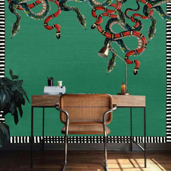 Panorama-Tapete Emerald Green Snakes