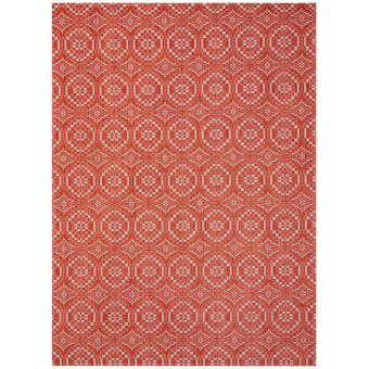 Overshot rectangular indoor-outdoor rug
