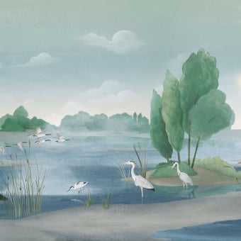 Papier peint panoramique Loire vert