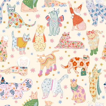 Meow self-adhesive panoramic wallpaper