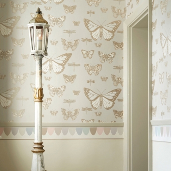 Butterflies and Dragonflies Wallpaper Céladon/Poudre Cole and Son