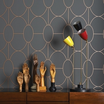 Riviera Wallpaper Charcoal Cole and Son