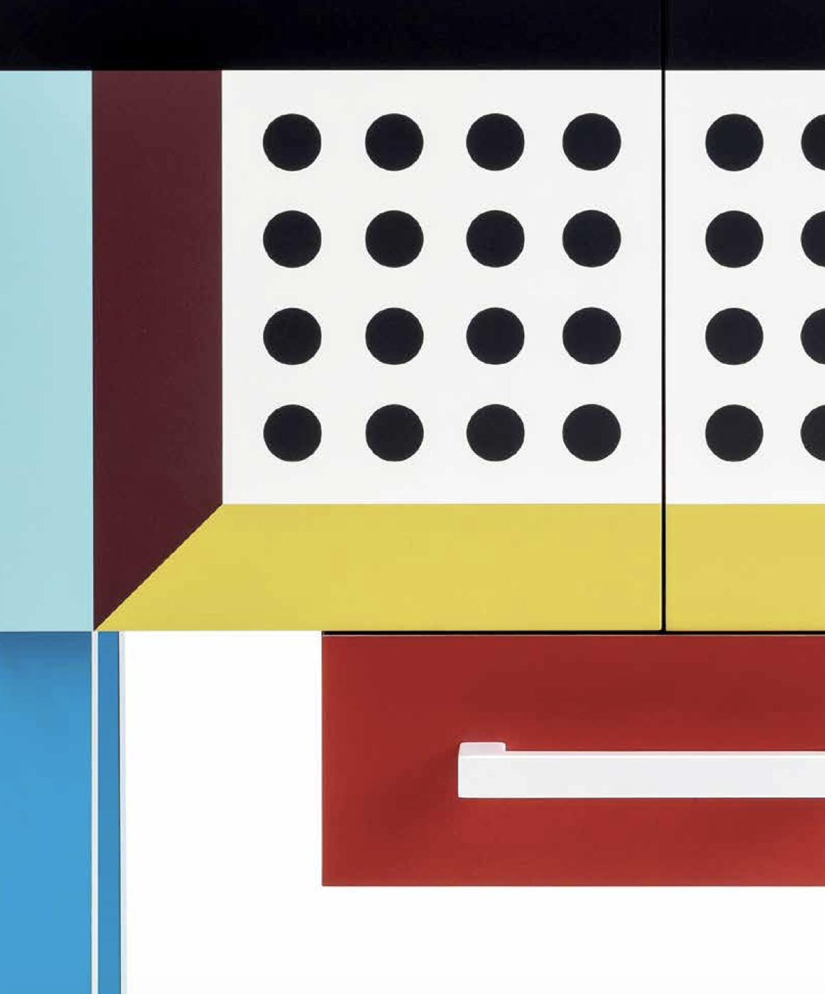 Lampadaire Verre Lumière 1980 – Post-moderniste Memphis, Noir/rouge/bleu, 185cm