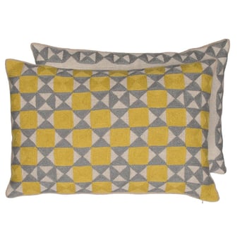 Zellij Cushion Chartreuse/Ash Grey Niki Jones