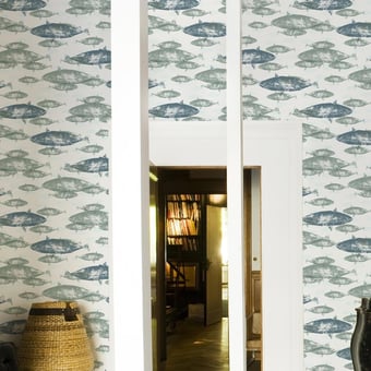 Poissons Wallpaper Indigo/Argile Tres Tintas Barcelona