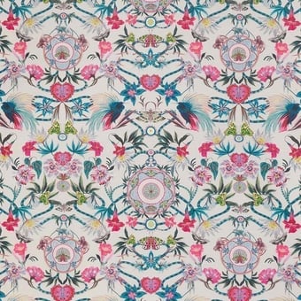 Menagerie Fabric Cerise/Teal Matthew Williamson