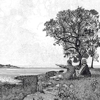 Papier peint panoramique Orizzonte Noir/Blanc Coordonné