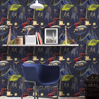 Papier peint panoramique Intergalactic Blue/Red/Green Mindthegap