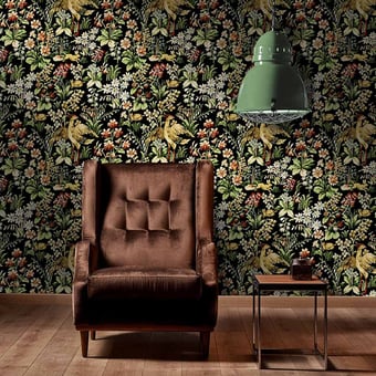 Floral Tapestry Panel Black/Green/Yellow/Red Mindthegap
