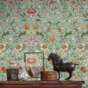 Chinese Floral Panel Green/Orange Mindthegap