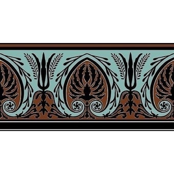 Bordüre Palmette Bleu aqua/Brun chocolat Edmond Petit