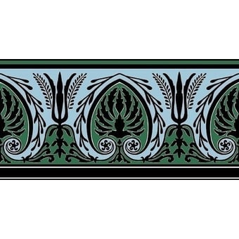 Bordüre Palmette Bleu aqua/Brun chocolat Edmond Petit