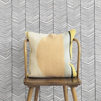 Herringbone Wallpaper Black/White Ferm Living