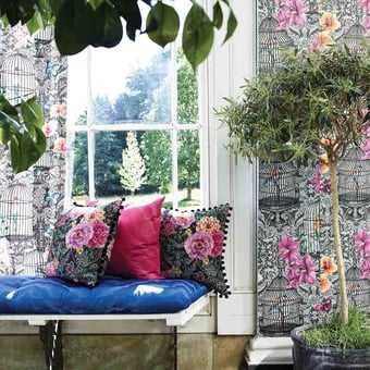 Papier peint Orangery Charcoal/Pink/Orange/Cobalt Matthew Williamson