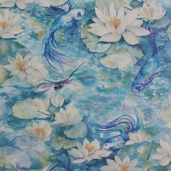 Papel pintado Water Lily Azure blue Matthew Williamson