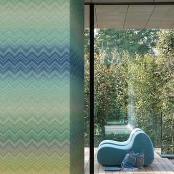 Papel pintado mural panorámico Zig Zag Sfumato Azure Missoni Home