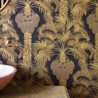 Papel pintado Hollywood Palm Charcoal/Gold Cole and Son