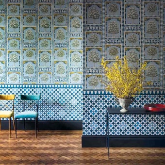 Zellige Border Shades of China blue/White Cole and Son