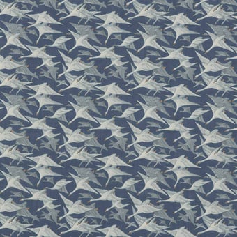 Wild Geese Fabric Indigo Mulberry