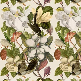 Papel pintado mural panorámico Magnolia Taupe/Brown/Yellow Mindthegap