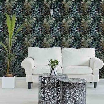 Panoramatapete Lush Succulents Green/Black Mindthegap
