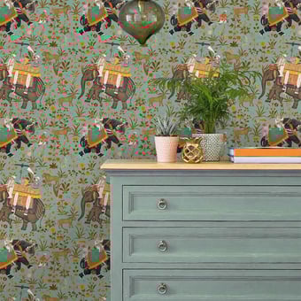 Papel pintado mural panorámico Hindustan Brown/Green/Taupe Mindthegap