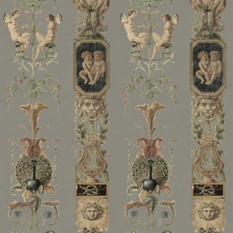 Papel pintado mural panorámico Pilasters Taupe/Green/Brown Mindthegap