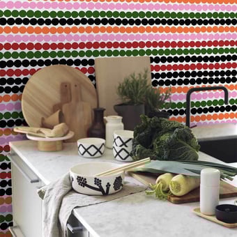 Carta da parati Räsymatto Noir/Blanc Marimekko