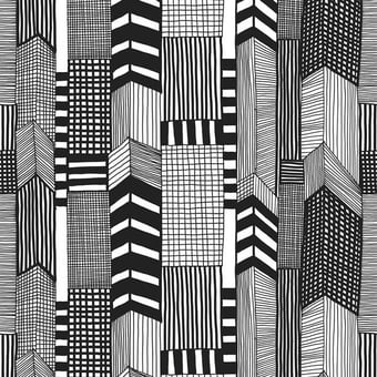 Carta da parati Ruutukaava Noir/Blanc Marimekko