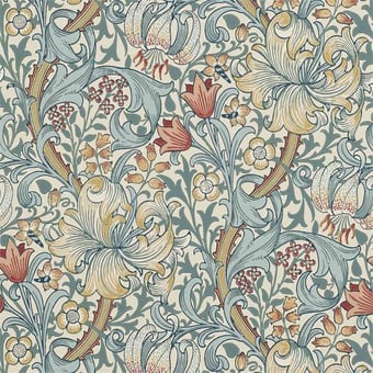 Carta da parati Golden Lily Green/Red Morris and Co