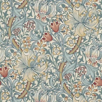 Papel pintado Golden Lily Green/Red Morris and Co