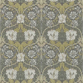 Papier peint Honeysuckle & Tulip Charcoal/Gold Morris and Co