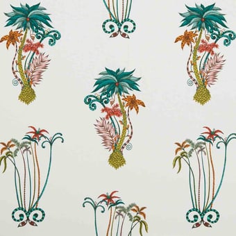 Jungle Palms Fabric Blue Clarke and Clarke