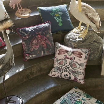 Jungle Palms Velvet Navy Clarke and Clarke