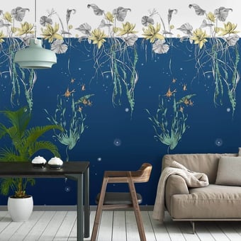 Nénuphars Gauche Panel Bleu aqua Edmond Petit