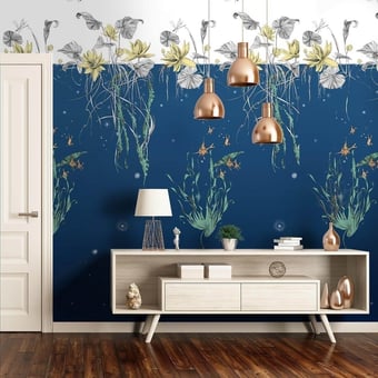 Nénuphars Droit Panel Bleu aqua Edmond Petit