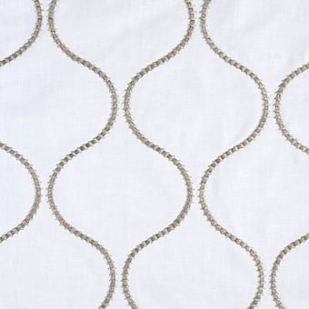 Twice Embroidered Embroidered Fabric Blanc/Brun Nobilis